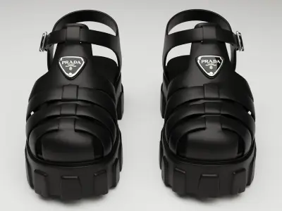 Sandals Prada on platform black Low-poly 3D model