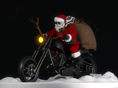 The badass Biker Santa Claus 3D model 3D print model