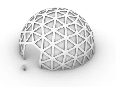 Geodesic Dome V2 Large with Frame and Panels and Entryway 3D model