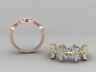 Flower ring 121-MW 3D print model