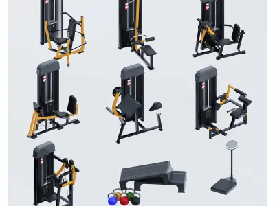 35 Gym Equipment Blender - Fbx - Obj ready Low-poly 3D model