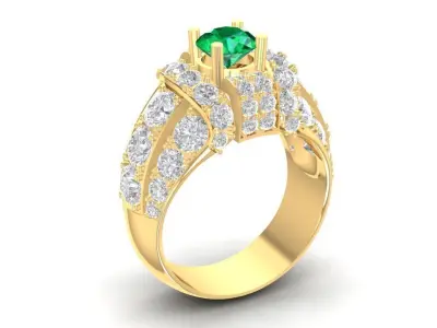 Elegant Hong Kong Diamond Ring Yellow Gold for Women 732 3D print model