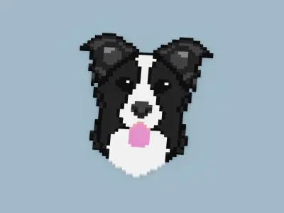 Pixel Border Collie Symbol Low-poly 3D model