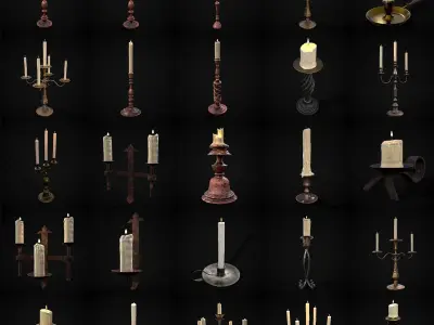 Medieval Lights Mix Two 3D Model Collection