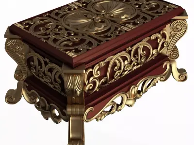 Casket Carved 013 Red Low-poly 3D model