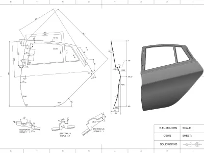  Car door  panel 3D print model