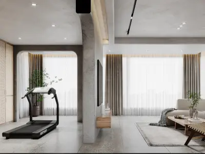 modern living room dining room interior scenes 57 3D model