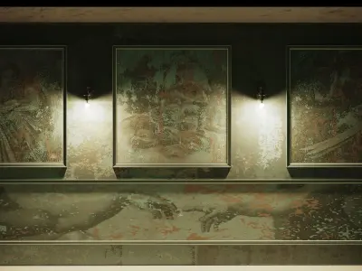 Hall Entrance room art interior  Low-poly 3D model