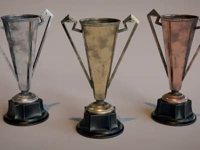 Art Deco Trophy Set Low-poly 3D model