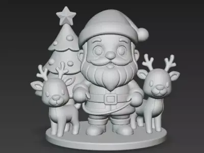 Santa and Friends  Christmas 3D Scene 3D print model
