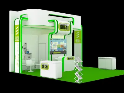 Booth Exhibition Design size 6x6 m three sides open Low-poly 3D model