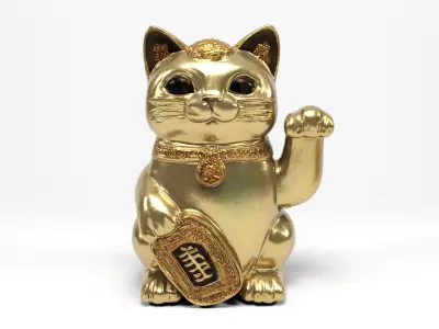 Chinese cat figure Low-poly 3D model