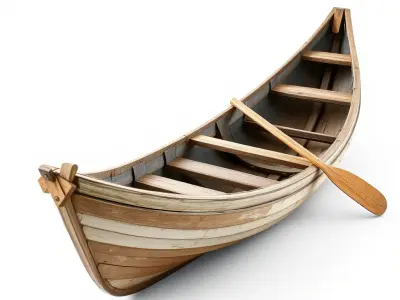Weathered Rowboat Historical Storytelling model pack Low-poly 3D model