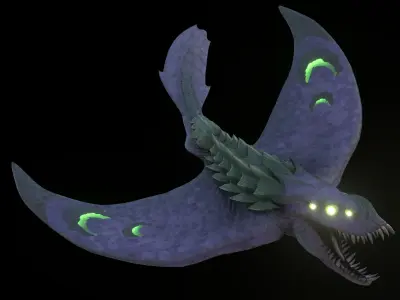 Fantasy Pack Flying Manta Monster Low-poly 3D model