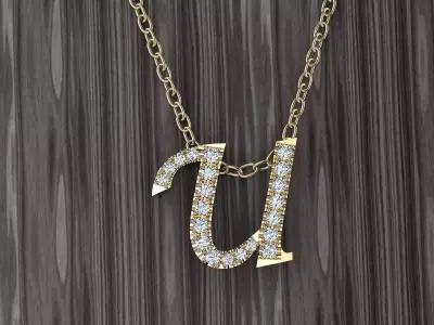 Jewelry Alphabet Pendant U 3D print model