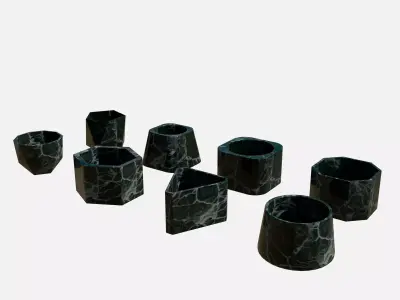 Cement Marble Green pot  Low-poly 3D model