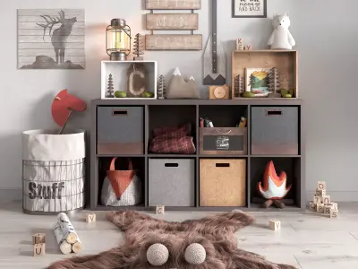 A Large Set Of Decor For A Nursery In Camp Style 3D model