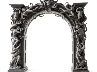 Baroque Stone Archway model pack Low-poly 3D model