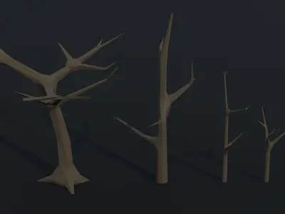Cartoon dead trees Polygonal Style Low-poly 3D model