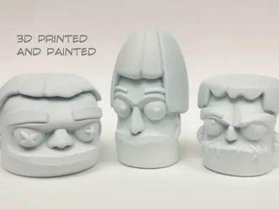 3 wise shrunken heads  3D print model