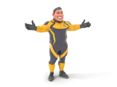Energetic Racing Hero Rigged and Animated D Character Model Low-poly 3D model