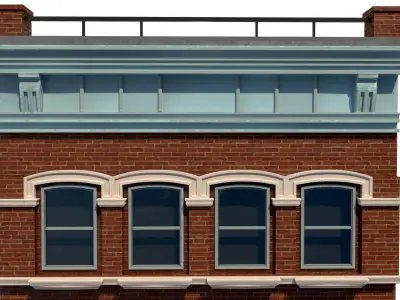 LowPoly FACADE Townhouse 2 Low-poly 3D model