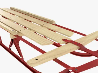 Wooden snow sled 3D model