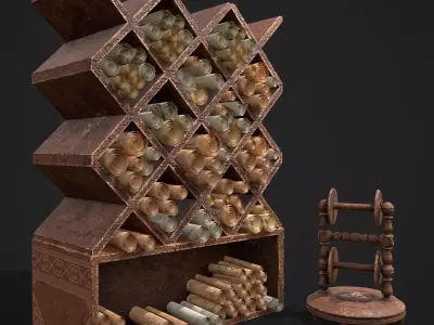 Scrolls Shelf and Holder  3D Model Collection
