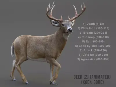 Deer 2 ANIMATED XGEN CORE 3D model