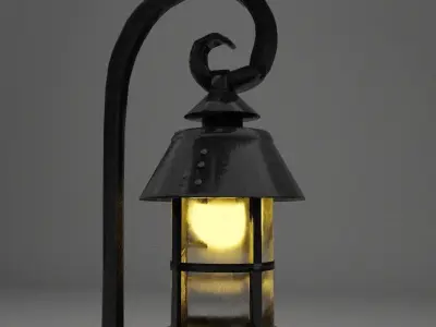 Vintage Single light Black Metal  Lamp Free low-poly 3D model