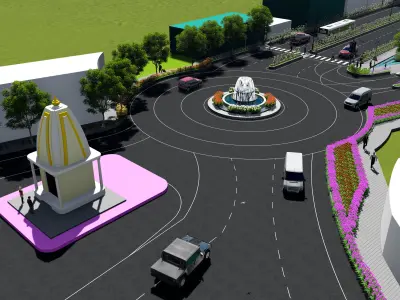 Road map Low-poly 3D model
