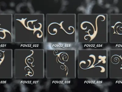 94 Ornamental Elements Brush   Alpha   3D Model Vol 22 3D model
