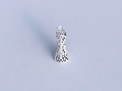 Vase squeezed and bent hexagon 2 with bubble grid lattice 3D print model