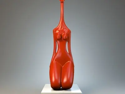 Female giraffe sculpture P 3D print model