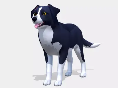 Cartoon Dog - Border Collie Low-poly 3D model