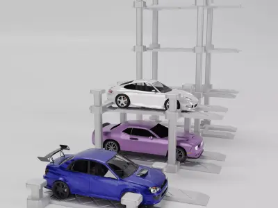 1 64 Scale Modular Car Lift Stackable Diorama  3D Print Files 3D print model