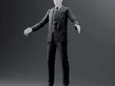 Two and Three-Piece Suit Rigged Low-poly 3D model