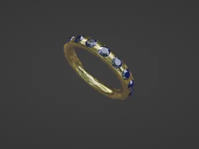 Simple Wedding Band W Diamonds Low Poly  Free low-poly 3D model