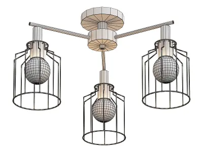 escada three light fixtures with metal cages 3D model