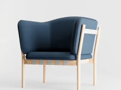 Dowel Armchair by Ton - C4D and Corona Renderer 3D model Low-poly 3D model