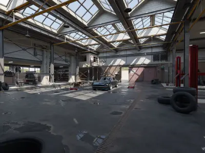 High Detail Garage Low-poly 3D model