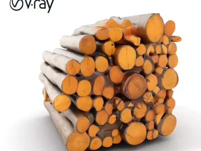 Stacked Firewood Model Pack  Realistic D Wood Logs Collection Low-poly 3D model