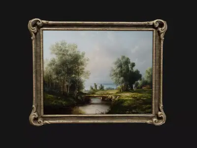 Landscape Painting Frame Game-Ready 3D Model Low-poly 3D model