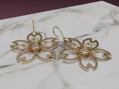 Sakura Glint Blossom of Balance 3D model for 3D print earrings 3D print model