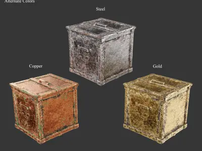 Medieval Containers Metal Crates Low-poly 3D model