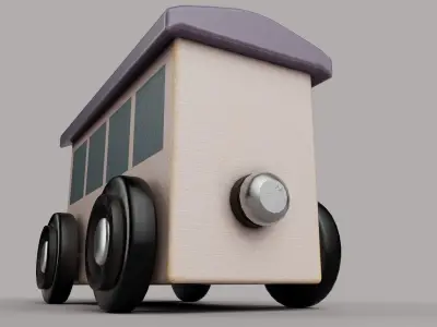 Wooden Toy Train - Passenger Car - Game Ready Low-poly 3D model
