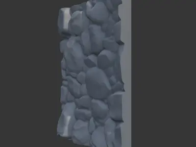 Battered Stone Wall High Poly 3D model