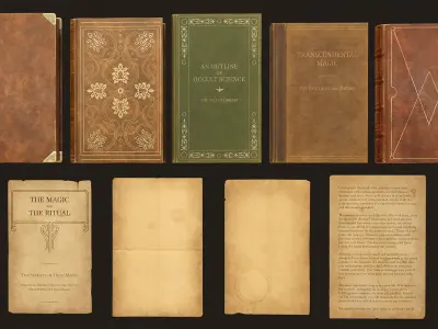 Mystery Books and Papers - PBR Game Ready Low-poly 3D model