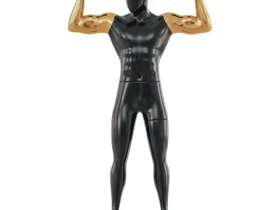 Black male mannequin with golden hands 62 3D model