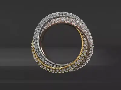 Ring Tri Color Large Model Diamond 3D print model